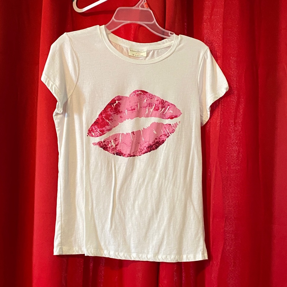 Bobbie Brooks White Tee with Pink Accents